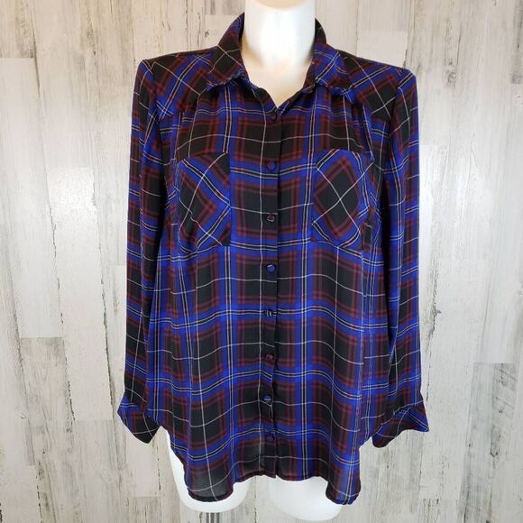 Torrid Madison Plaid Georgette Button Front Sz 2X - Picture 2 of 7